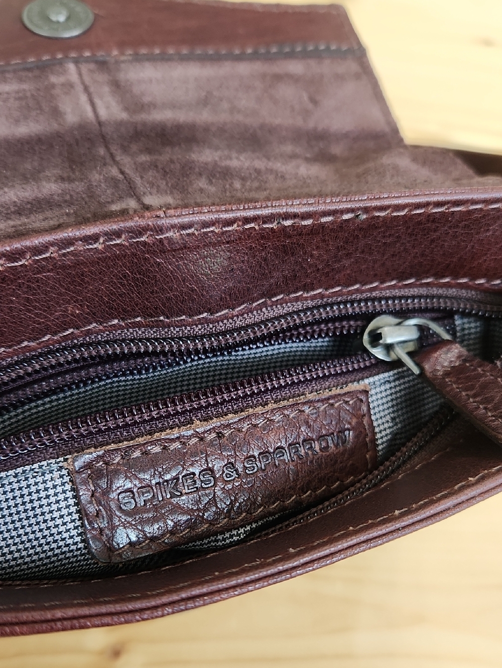 Spikes & Sparrow Leather Crossbody Belt Bag Brown Multi Pocket Fanny Pack Unisex - Picture 7 of 17